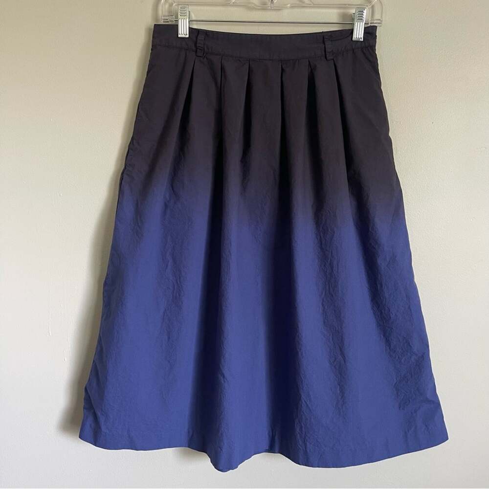 Madewell Blue Ombre Midi A-Line Midi Skirt Pleats Tradwife Office Career Size 4